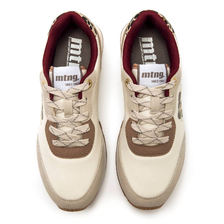 Zapatillas urban Mustang joggo classic beige con panel trasero de animal print - Querol online