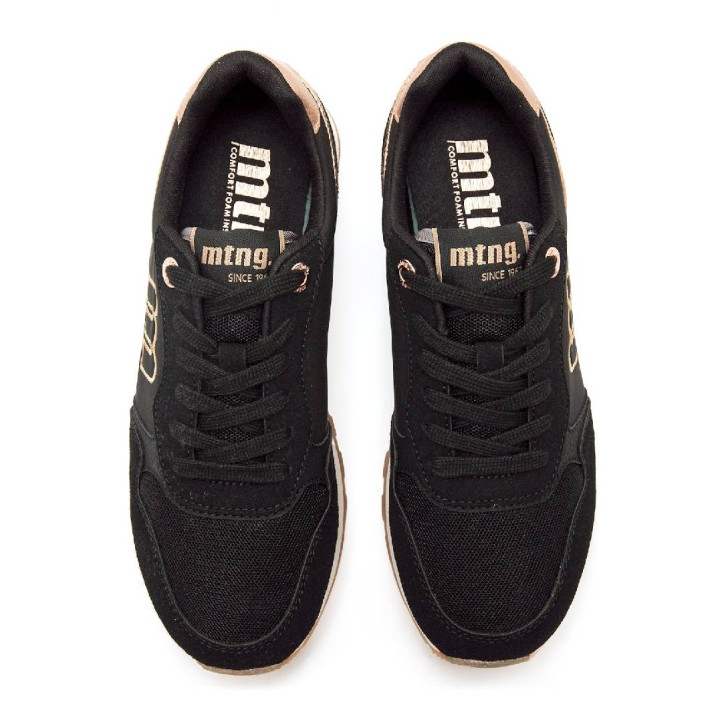 Sabatilles urban Mustang joggo classic negres amb detalls metalitzats en or rosa - Querol online