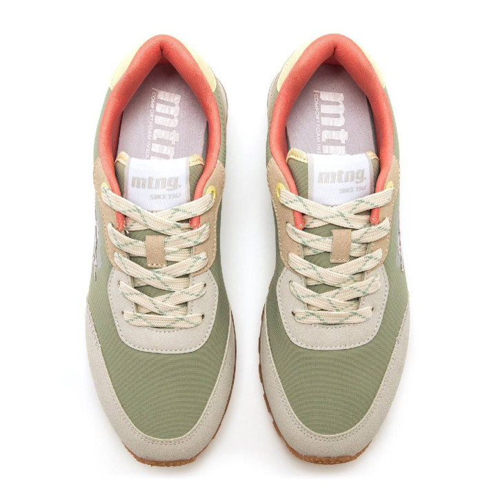 Zapatillas urban Mustang joggo classic verde oliva con detalles en tonos pastel - Querol online
