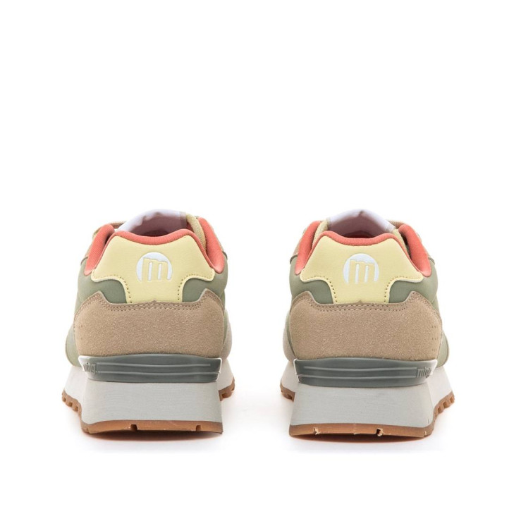 Zapatillas urban Mustang joggo classic verde oliva con detalles en tonos pastel - Querol online