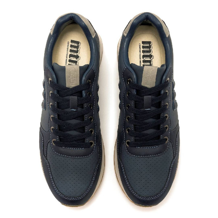 Zapatillas deportivas Mustang porland classic azul marino con talón en gris - Querol online