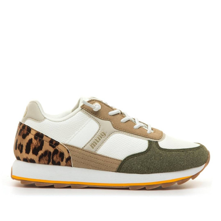 Zapatillas urban Mustang joggo sai blancas y verdes efecto serpiente y animal print - Querol online
