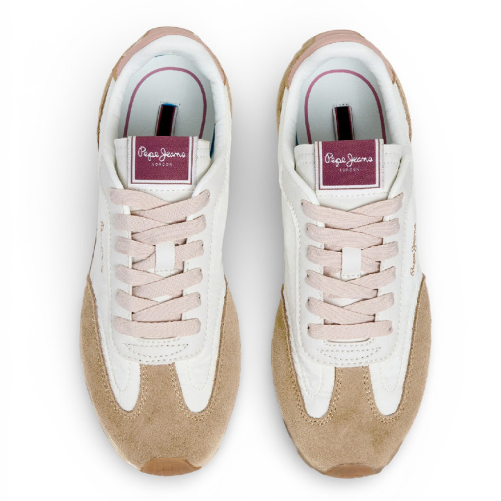 Sabatilles urban Pepe Jeans jane subtle en color beix amb detalls roses - Querol online