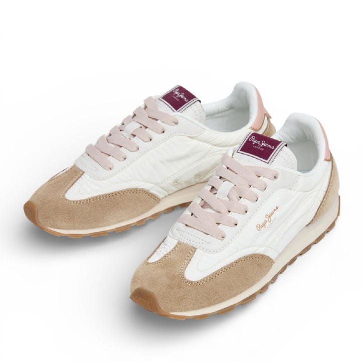 Zapatillas urban Pepe Jeans jane subtle en color beige con detalles rosas - Querol online