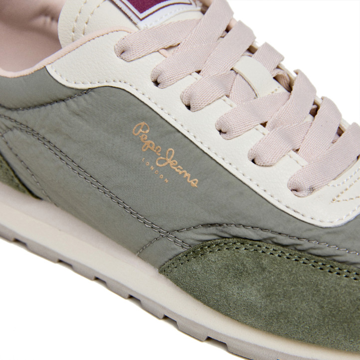 Zapatillas urban Pepe Jeans jane subtle en color verde con detalles rosas - Querol online