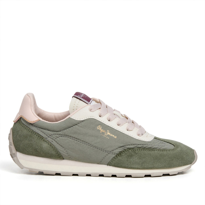 Zapatillas urban Pepe Jeans jane subtle en color verde con detalles rosas - Querol online