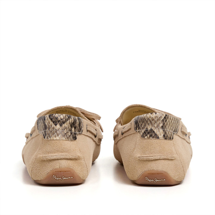 Mocasín Pepe Jeans noa star estilo mocasín beige con animal print - Querol online