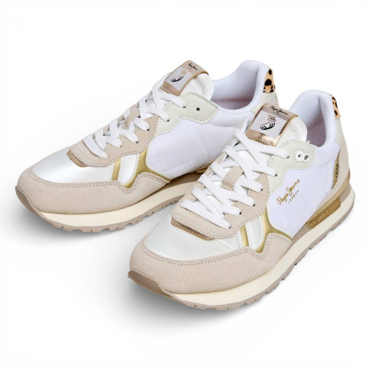 Zapatillas urban Pepe Jeans brit glen blancas con animal print - Querol online