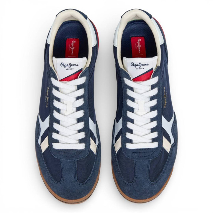 Zapatillas deportivas Pepe Jeans marvin road azules con detalles rojos - Querol online
