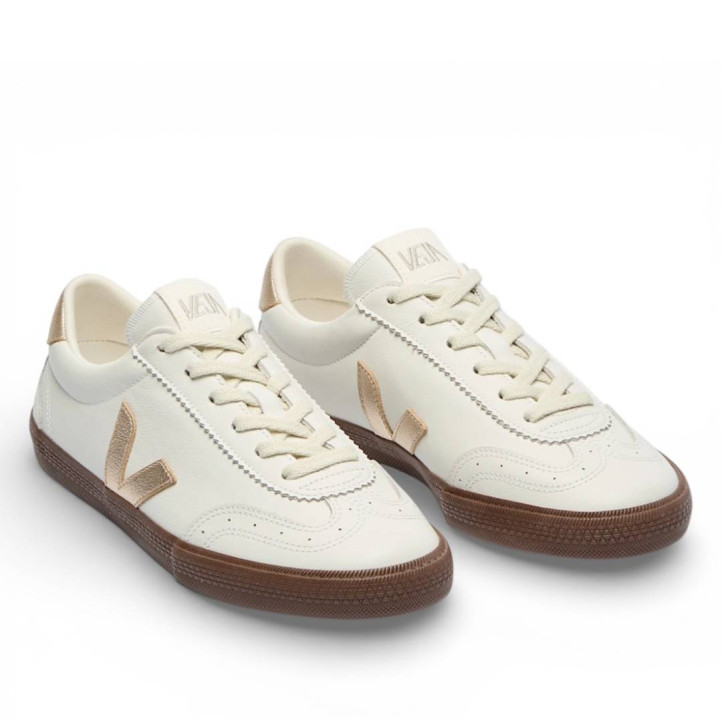 Zapatillas urban VEJA volley leather white platine bark mujer - Querol online
