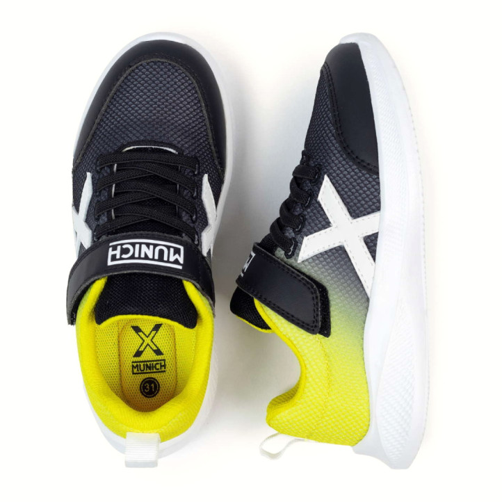 Zapatillas deporte Munich mini leta 03 negras y amarillas - Querol online