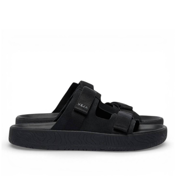 Sandalias planas VEJA arpoador suede full black mujer - Querol online
