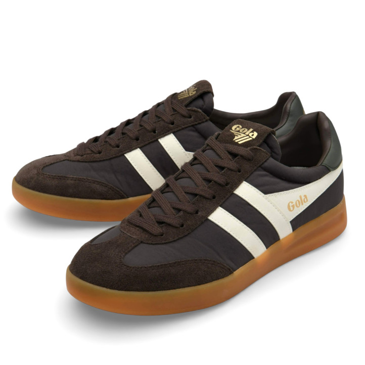 Zapatillas deportivas Gola cyclone mocha con off white y dark khaki con gum hombre - Querol online