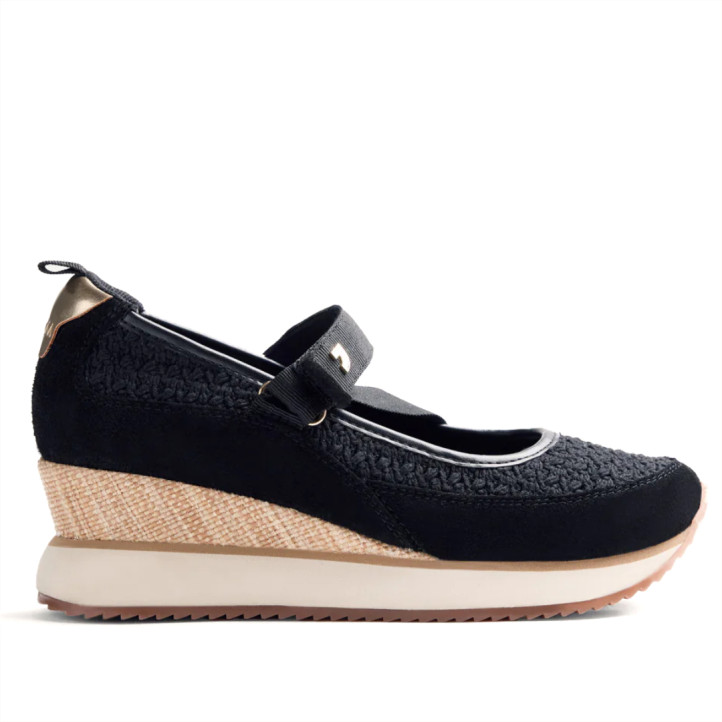 Zapatillas cuña Gioseppo negras de crochet y cuña forrada lipa - Querol online