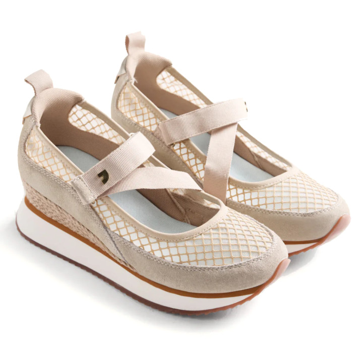 Sabatilles falca Gioseppo beix de reixeta i falca forrada kivik - Querol online