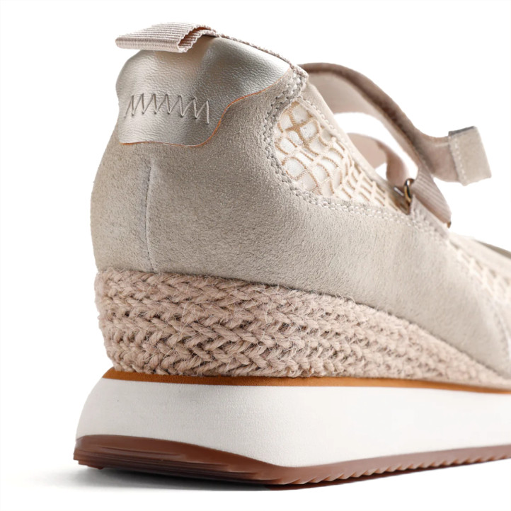 Zapatillas cuña Gioseppo beige de rejilla y cuña forrada kivik - Querol online