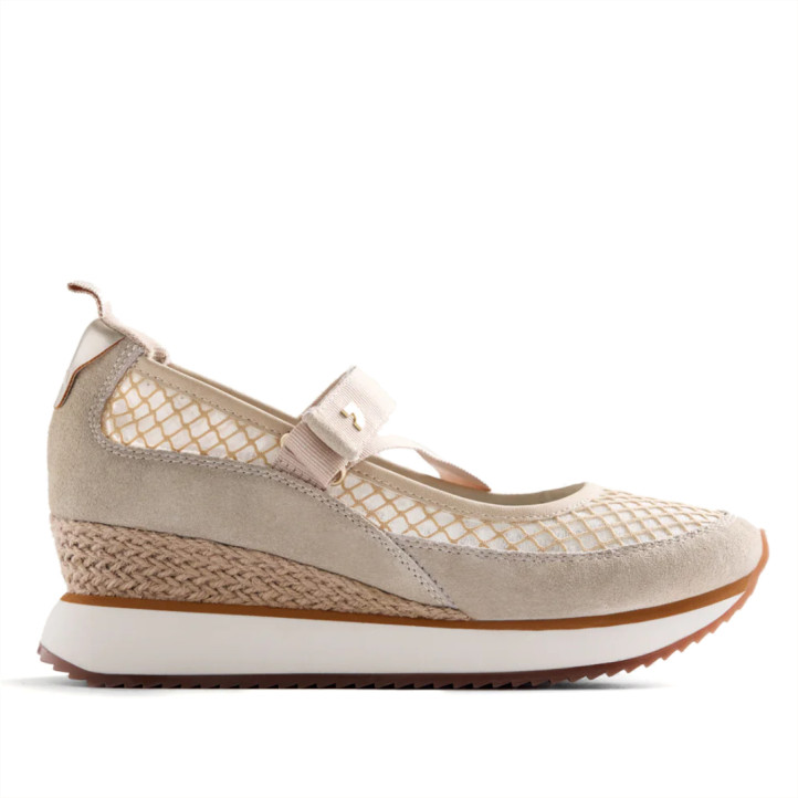 Zapatillas cuña Gioseppo beige de rejilla y cuña forrada kivik - Querol online