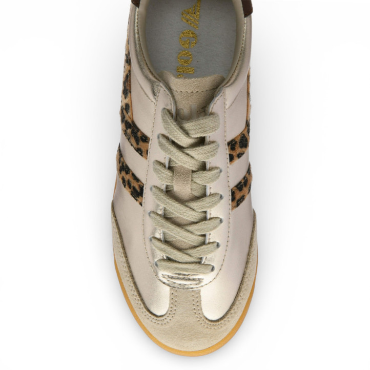 Zapatillas urban Gola torpedo gold con leopard y dark brown mujer - Querol online