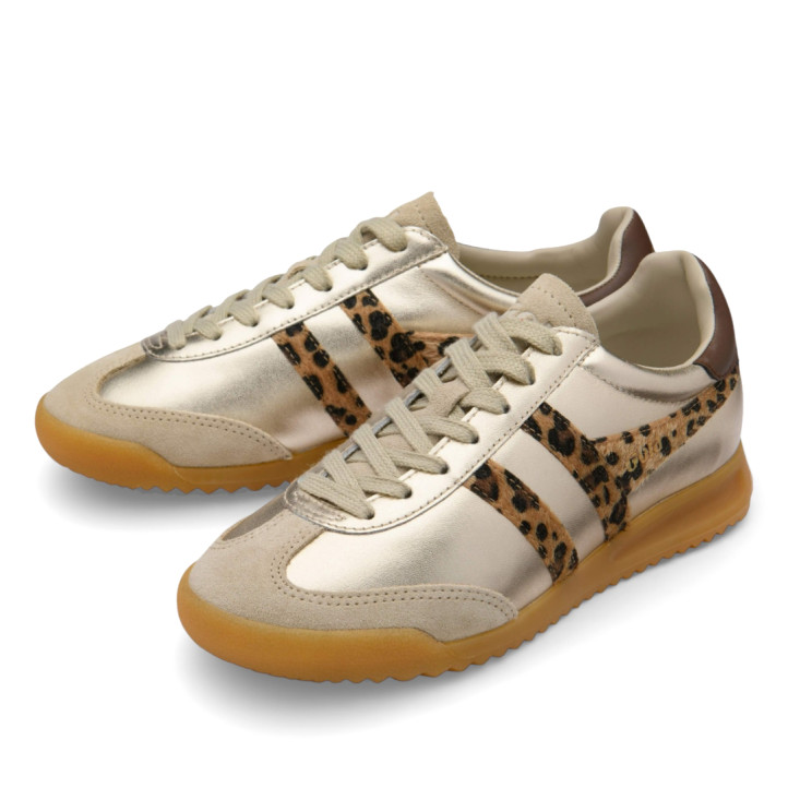Sabatilles urban Gola torpedo gold amb leorpard i dark brown dona - Querol online