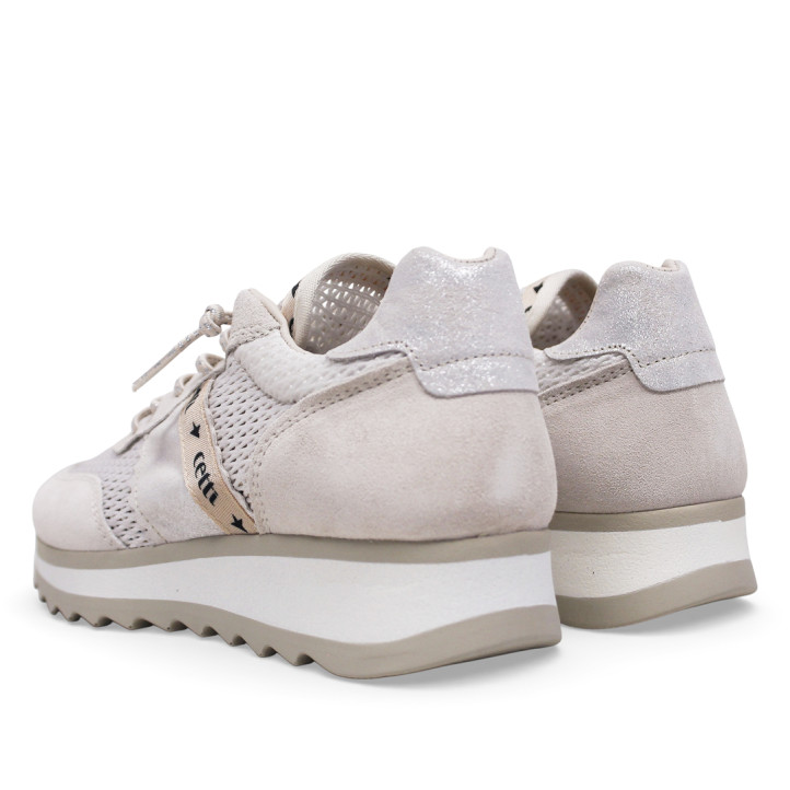 Zapatillas urban Cetti ante rejilla ivory con cordón elástico - Querol online