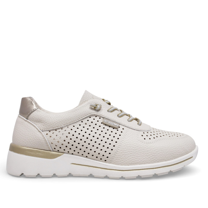 Zapatos cuña Amarpies beige con cuña y cordón elástico slip on - Querol online