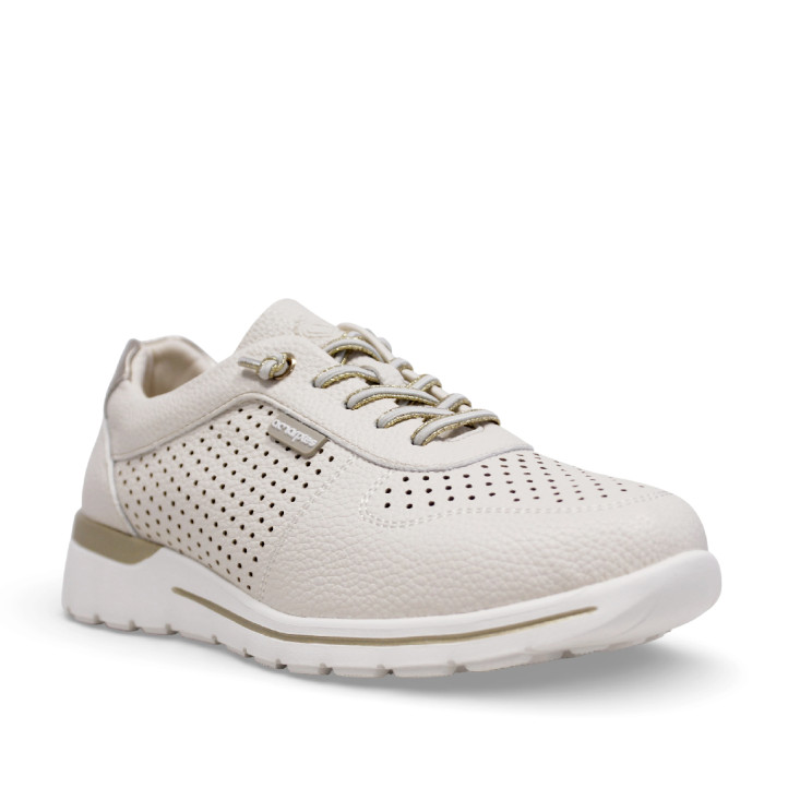 Zapatos cuña Amarpies beige con cuña y cordón elástico slip on - Querol online