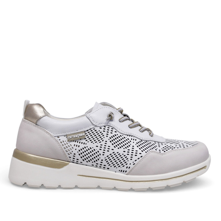 Sabates de falca Amarpies blancs calats amb falta i cordons elàstics slip on - Querol online