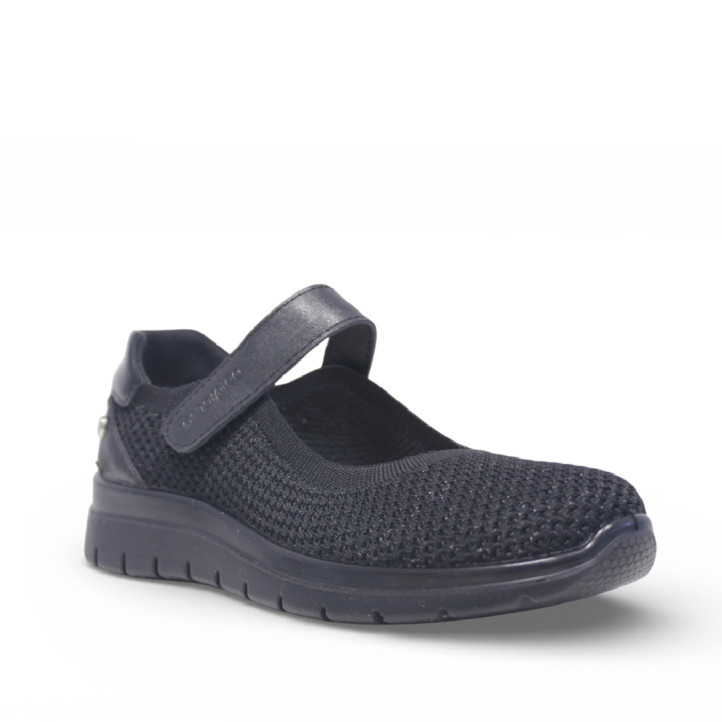 Zapatos cuña Amarpies negros estilo mercedita con velcro y cuña - Querol online