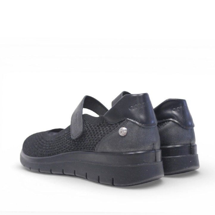 Zapatos cuña Amarpies negros estilo mercedita con velcro y cuña - Querol online