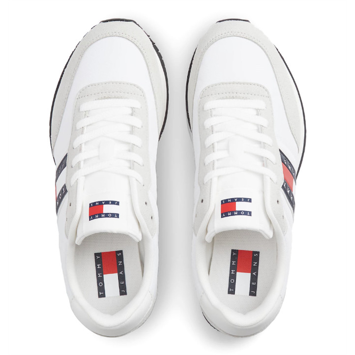 Zapatillas deportivas Tommy Hilfiger blancas con logo y diferentes texturas - Querol online