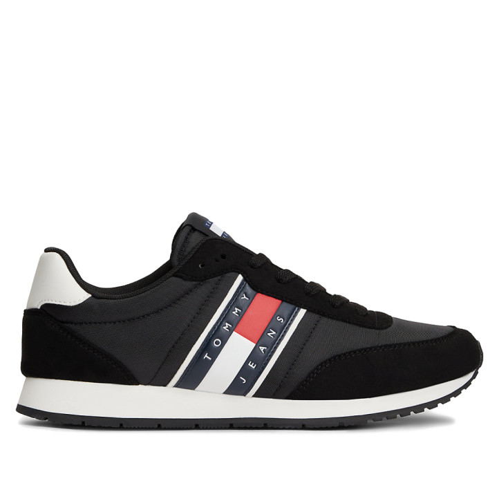 Zapatillas deportivas Tommy Hilfiger negras con logo y diferentes texturas - Querol online