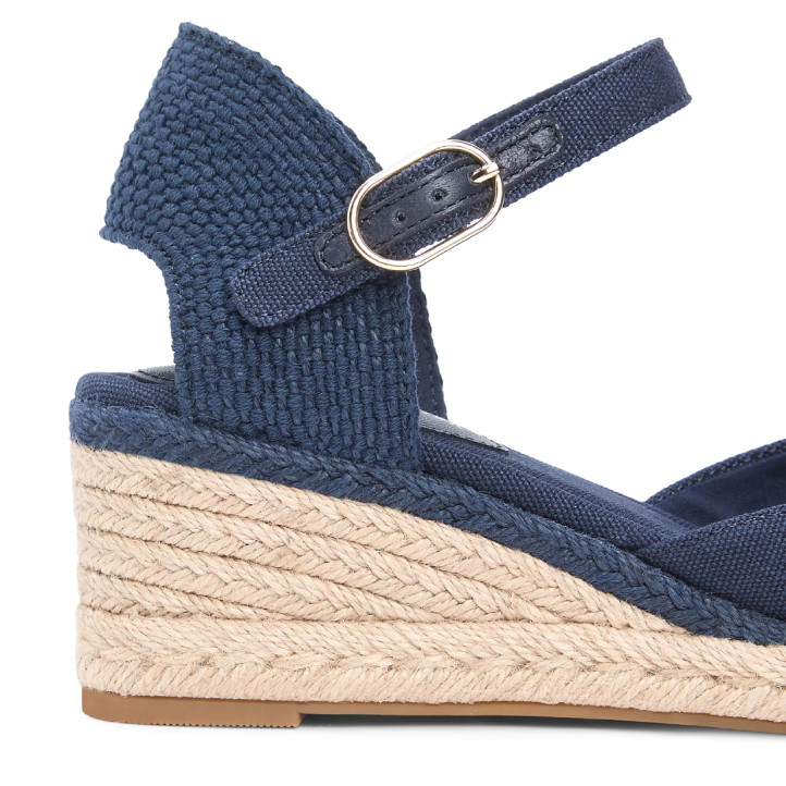 Alpargatas cuña Tommy Hilfiger azules de lona con cuña baja - Querol online