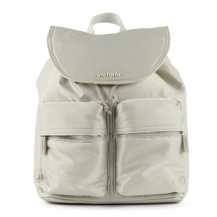 Mochila Victoria beige nylon bolsillos - Querol online