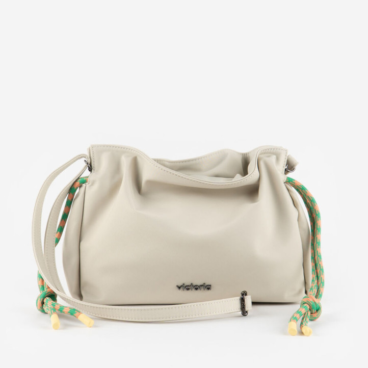 Bolso Victoria beige nylon cordones - Querol online