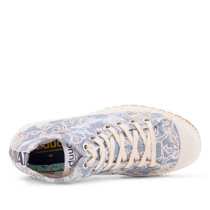 Sabatilles lona Duuo col plus nika blava amb bordat floral - Querol online