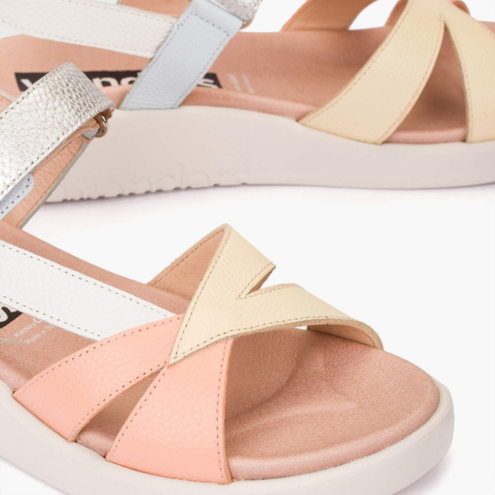 Sandàlies falca Wonders mar pastís amb tires creuades de pell - Querol online