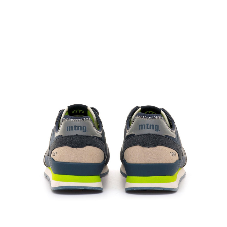 Zapatillas deportivas Mustang joggo classic azules con detalles verde lima retro running - Querol online