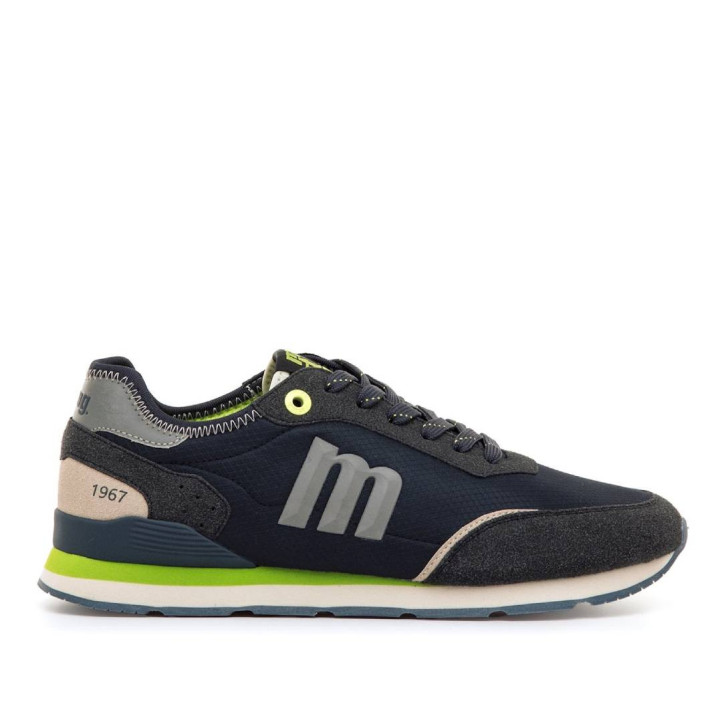 Zapatillas deportivas Mustang joggo classic azules con detalles verde lima retro running - Querol online