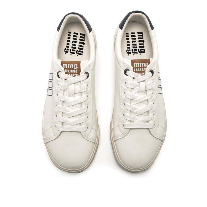Zapatillas deportivas Mustang aria blancas y azules con logo perfilado - Querol online
