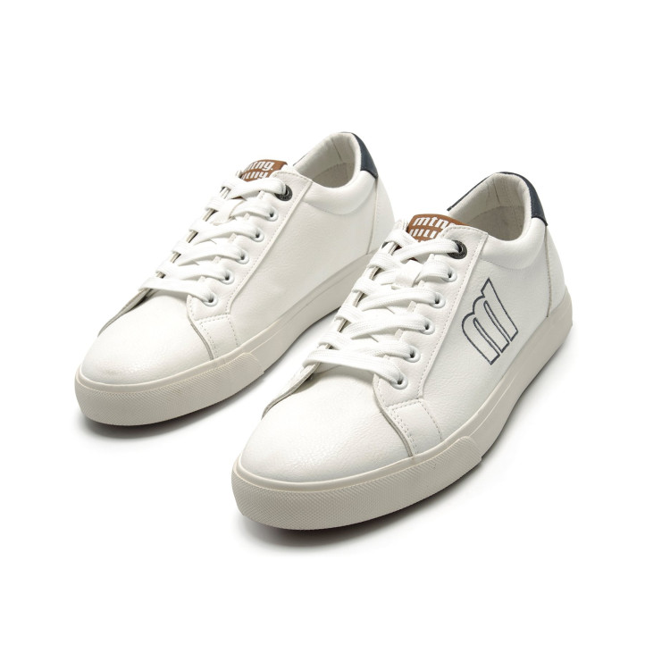 Sabatilles esportives Mustang aria blanques i blaves amb logo perfilat - Querol online