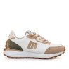 Zapatillas urban Mustang zinc blancas y beige con detalles verdes y suela tipo trail