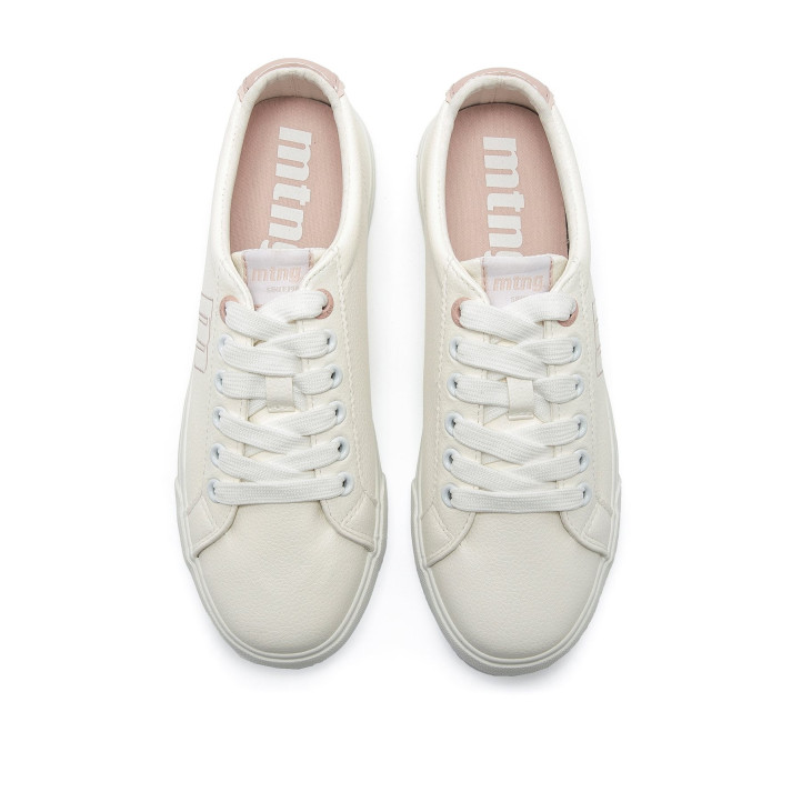 Zapatillas urban Mustang aria blancas con detalles rosas y logo perfilado - Querol online