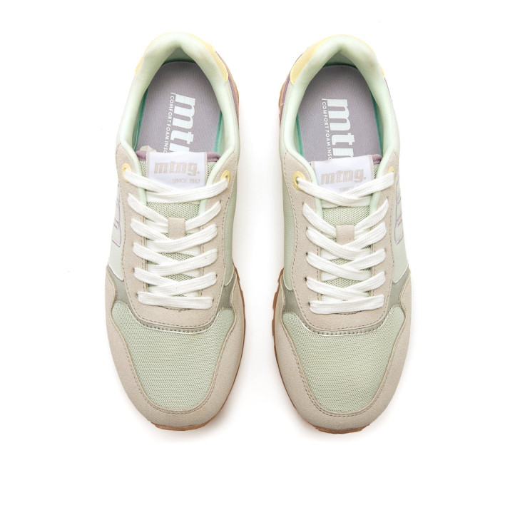 Zapatillas urban Mustang joggo classic menta con detalles beige - Querol online