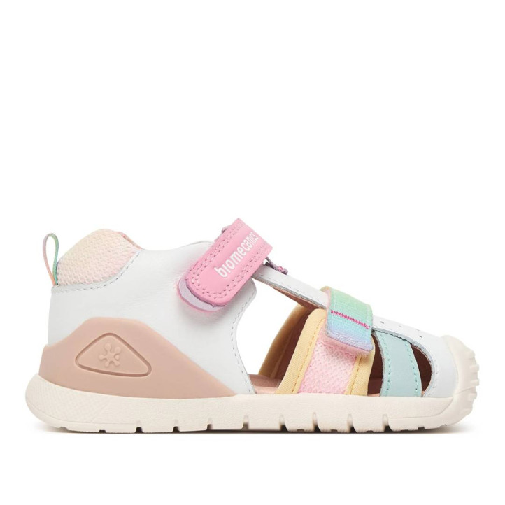 sandàlies Biomecanics 262111 blanques amb doble velcro i efecte tie dye - Querol online