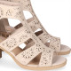 Sandalias tacón Chika 10 rosalinda 07 biege con troquelado floral - Querol online