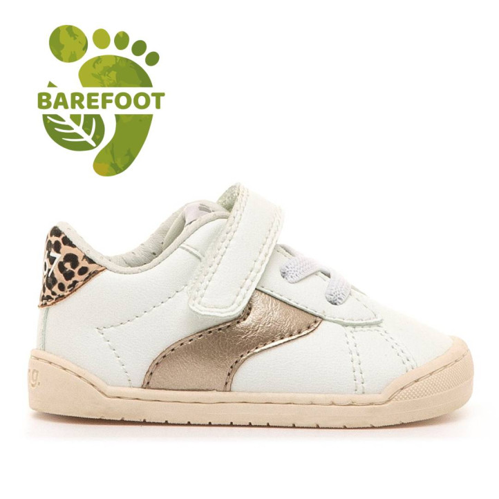 Sabatilles esport Mustang free baby blanques i roses metalitzades amb animal print barefoot - Querol online