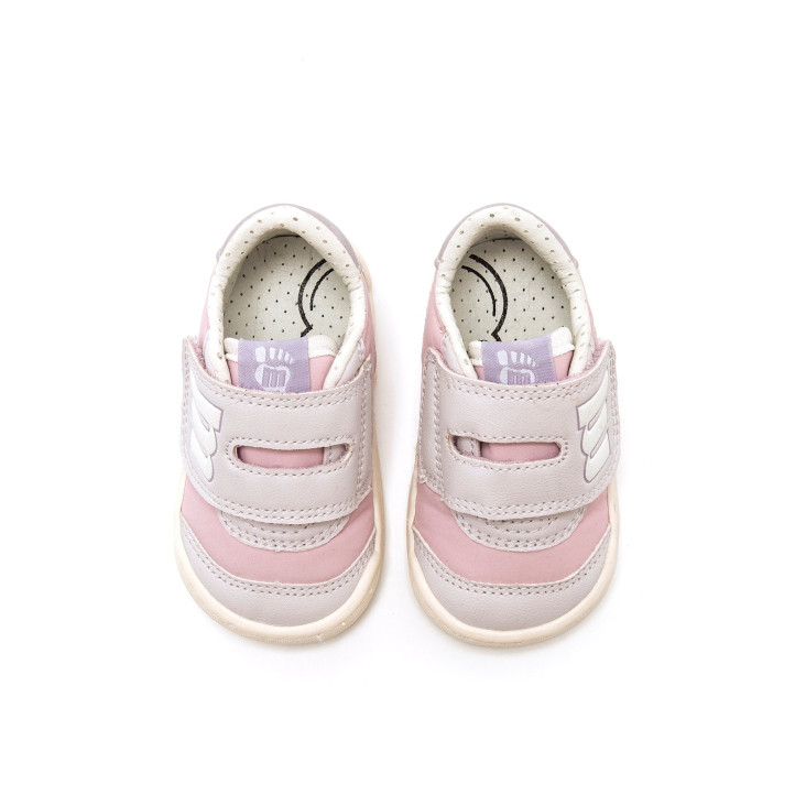 Zapatillas deporte Mustang free baby rosas con detalles lilas barefoot - Querol online