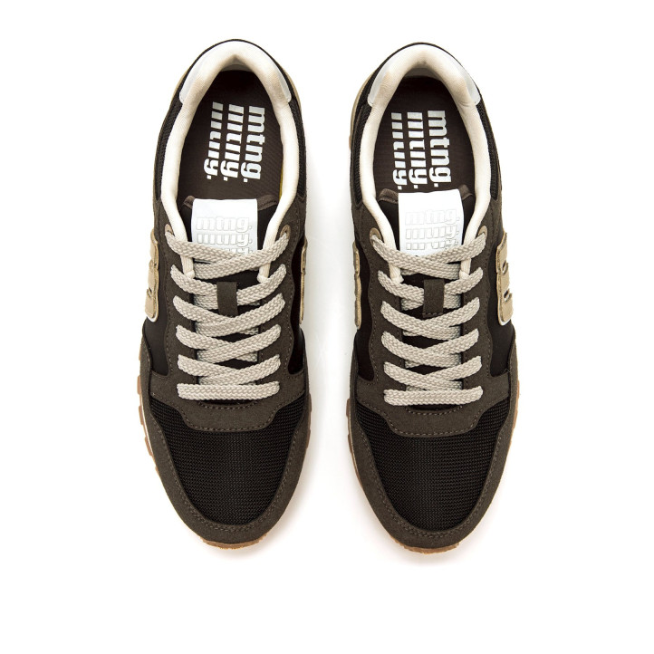 Zapatillas deportivas Mustang joggo track negras y verde kaki de inspiración retro - Querol online