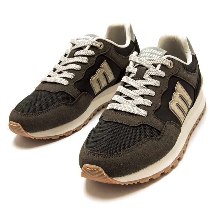 Sabatilles esportives Mustang joggo track negres i verd kaki d'inspiració retro - Querol online