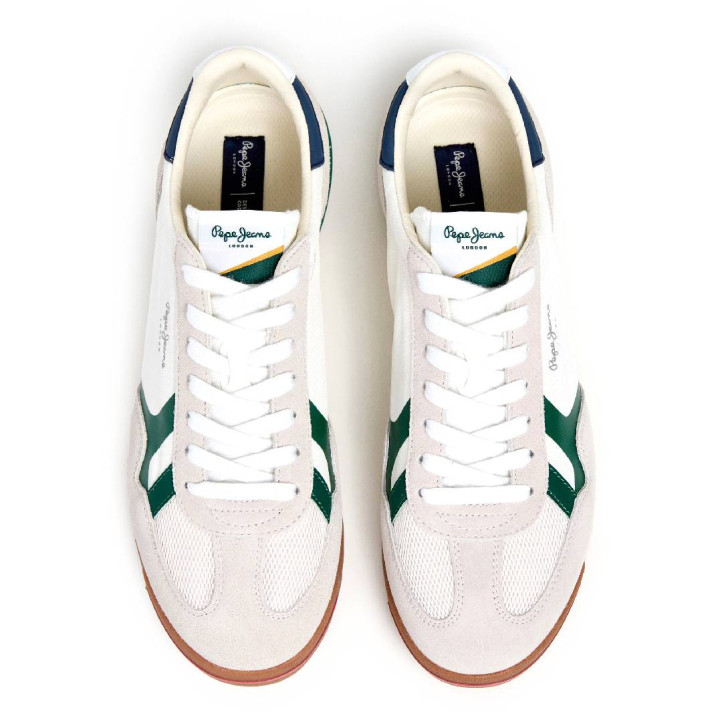 Zapatillas deportivas Pepe Jeans marvin road blancas con detalles verdes - Querol online
